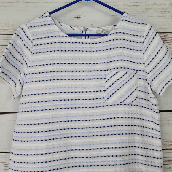 Talbots | Striped Pocket Top Zipper Back Short Sl - Picture 3 of 8